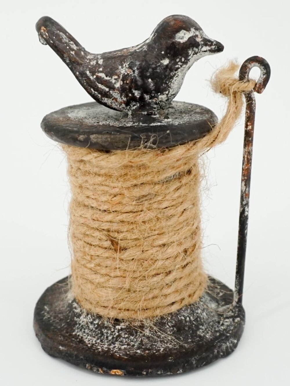 Cast Iron Twine Holder Bird Spool Spindle Needle Rustic Farmhouse Spring